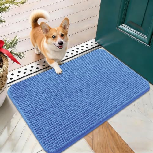 Image of OLANLY Dog Door Mat for Muddy Paws 24x16, Absorbent Chenille Mud Doormat