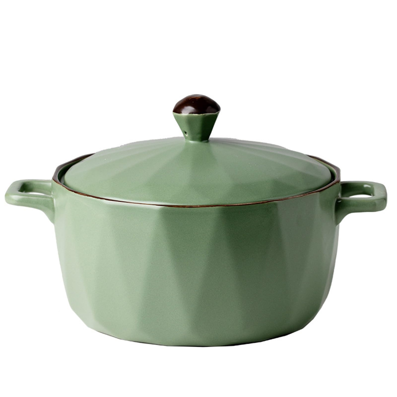 BURLOE Green, Round Ceramic Casserole Dishes with Lid, Ovenproof Cooking Pan Handle Lid Porcelain Casserole Dish with Handles Soup Pot French