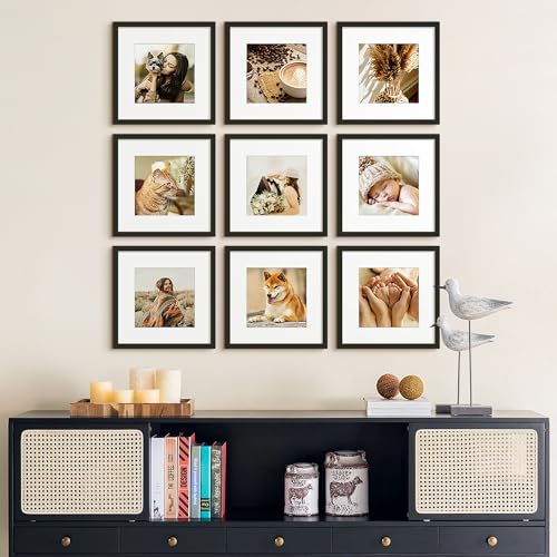 Image of upsimples 12x12 Picture Frame, Display Pictures 8x8 with Mat or 12x12 Without Mat, Wall Hanging Photo Frame, Black, 1 Pack