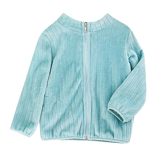 EnJoCho Children Cute Jacket Little/Big Kids Boys Girls Long Sleeved Coral Fleece Jacket Stand Collar Zipper (Green, 4-5 Years)