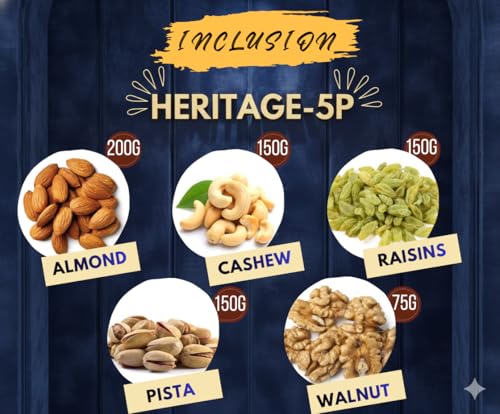 Image of Browntree Heritage-5P - 725g | Almonds, Cashews, Raisins, Pistachios & Walnut Kernels | Gift Collection | Perfect Corporate & Festive Dry Fruit Gift Hamper | Healthy gift box all celebration | Unique Gifts