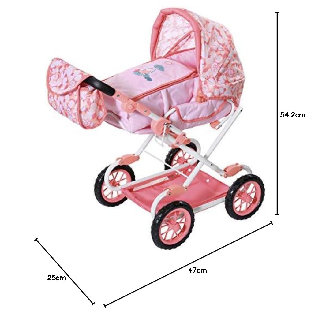 Baby Annabell Deluxe Kinderwagen für 43cm Puppe - Leicht für Kleine Hände, Kreatives Spiel fördert Empathie & Soziale Fähigkeiten, für Kleinkinder ab 3 Jahren - Inklusive Wickeltasche & Einkaufskorb
