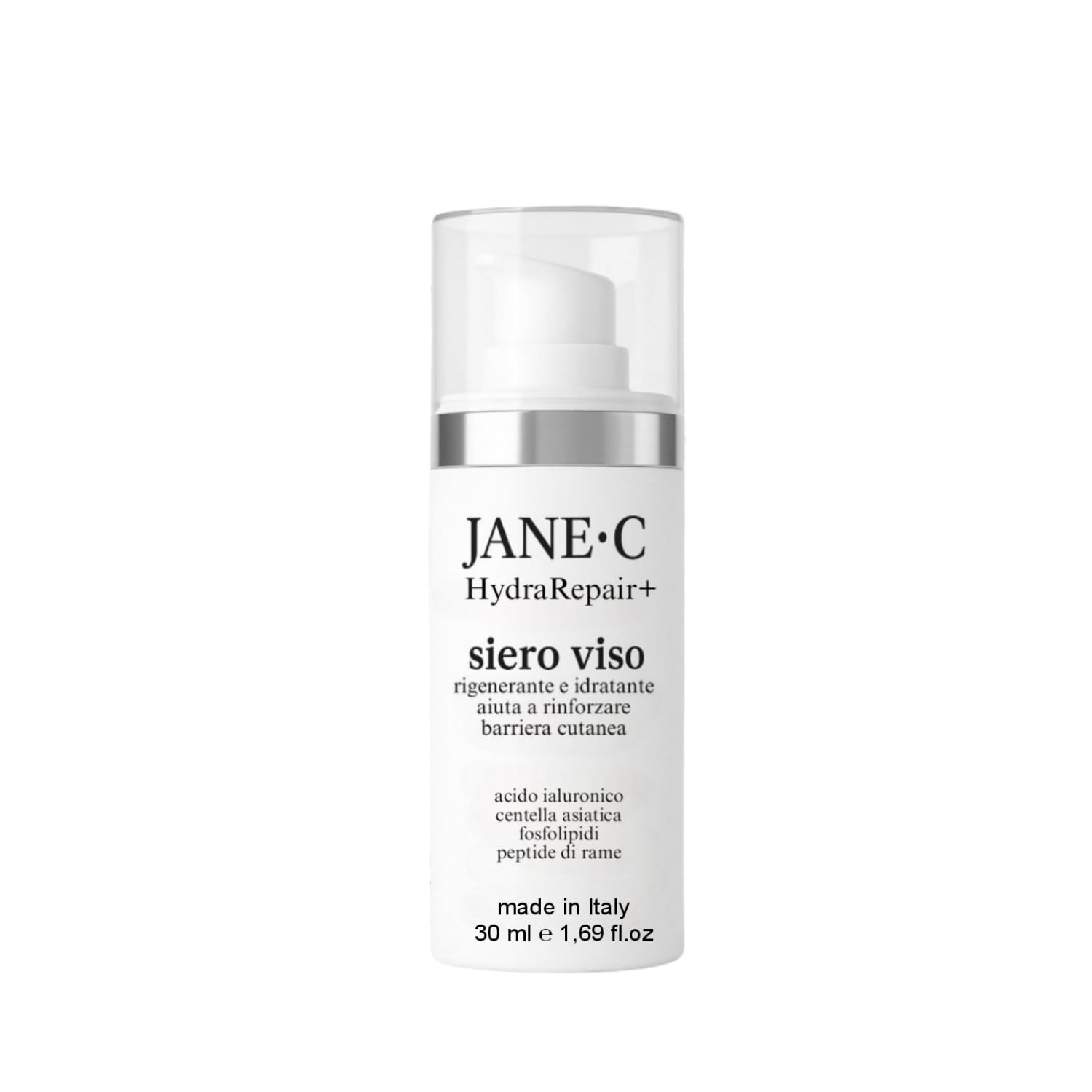 JANE•C Siero Viso Rigenerante lenitiva HydraRepair+ Con Centella Asiatica, Acido ialuronico,Peptidi e Fosfolipidi – Korean Beauty –Per pelle sensibile -Made in Italy – 30 ml