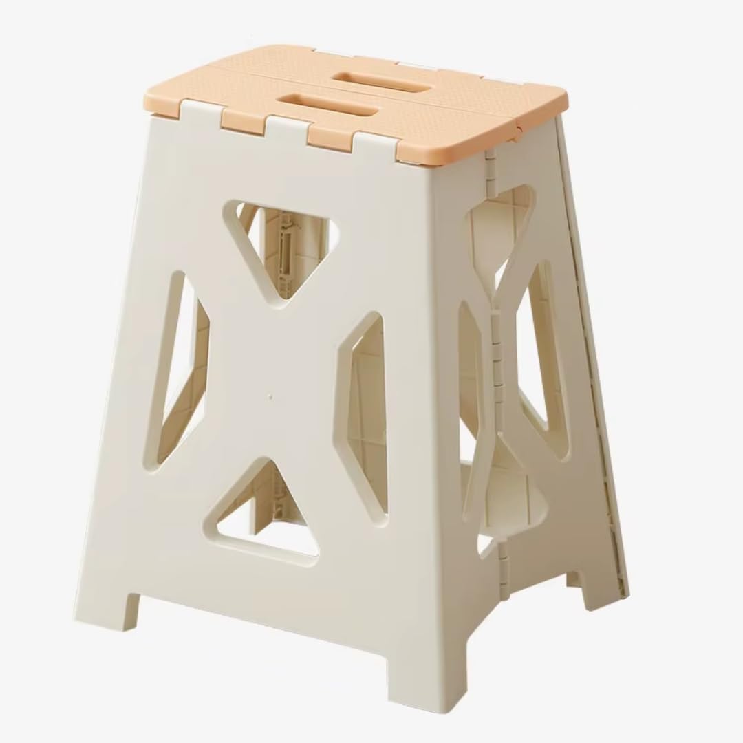 VTH Foldable Plastic Stool | Lightweight Portable Step Stool for Adults & Kids | Strong Durable Folding Stool for Kitchen Bathroom Office Garden Outdoor Use | Anti-Slip Space Saving Design (Large)