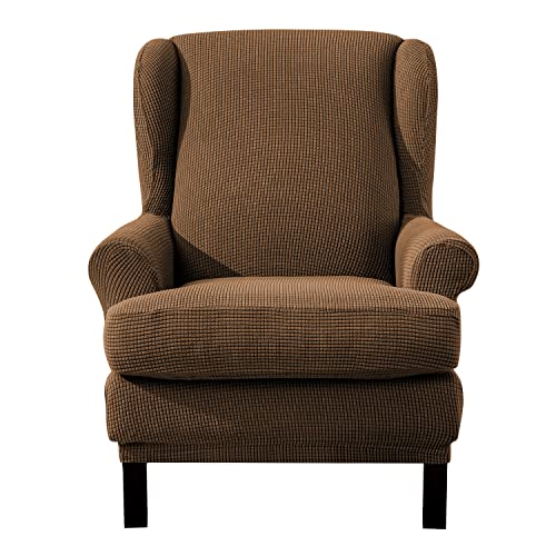 EBETA Jacquard Funda de Sillón Funda Orejero elástica, Funda Cubre Sillón Relax 1 Plaza, Funda Cojín Independiente (marrón)