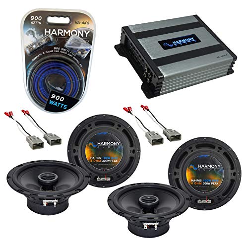 Harmony Audio HA-R65 Compatible with Honda CRX 1988-1991 Bundle with HA-AK8 Install Kit HA-727800 Harness (2) Adapter HA-A400.4 400W RMS 4 Channel Amp Single 4 Ohm 2-Way 100W RMS (2) Speakers