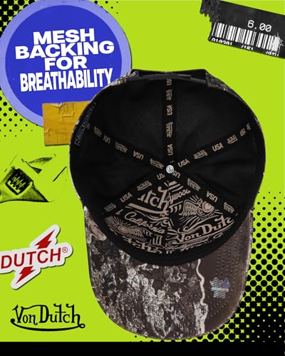 Image of Von Dutch Mens & Womens Trucker Hat - Adjustable Snapback Curved Brim Realtree Camo Hunting Baseball Cap for Men and Women