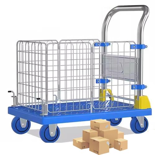 Wytrzymały składany metalowy wózek wywrotkowy, wszechstronny transporter płaski ze stalą siatkową na podwórko i magazyn
