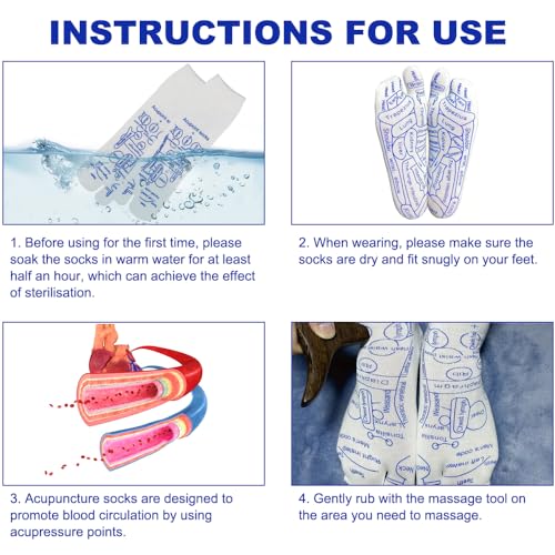 Kuirunrx® Calzini Per Riflessologia Del Piede, Calzini Massaggianti, Calzini Per Massaggio A Punti Di Pressione, Acupressure Reflexology Foot Massage Socks With Massage Tools (Uomo 40-44) - 5