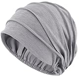 LIMHOO Damen Chemo-Haube Weicher, atmungsaktiver Baumwoll-Turban bei Haarausfall & Chemotherapie (Grau)