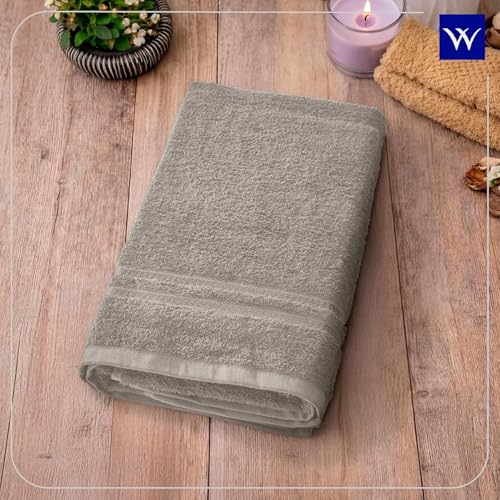 Image of Welspun 100% Cotton Quick Dry Bath Towel | High Absorbency Super Soft, Fast Drying Towels for Bath | 380 GSM Large Size 1 Piece Bath Towel for Men and Women | Sized 70cm X 150cm, Grey