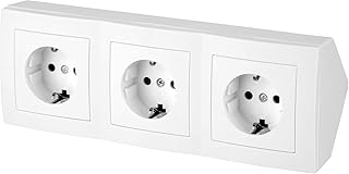 Regleta de 3 enchufes, Serie T1, color blanco puro