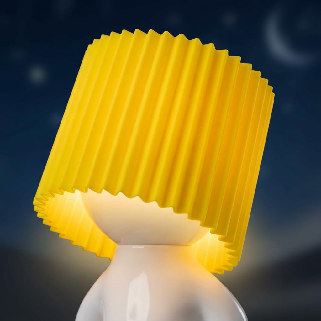 Lunikon Larry the Lamp—LED Nachtlicht Shy Man Figur Kreative Tischlampe Dekorative Nachttischlampe für Büro und Schlafzimmer (Weiß)