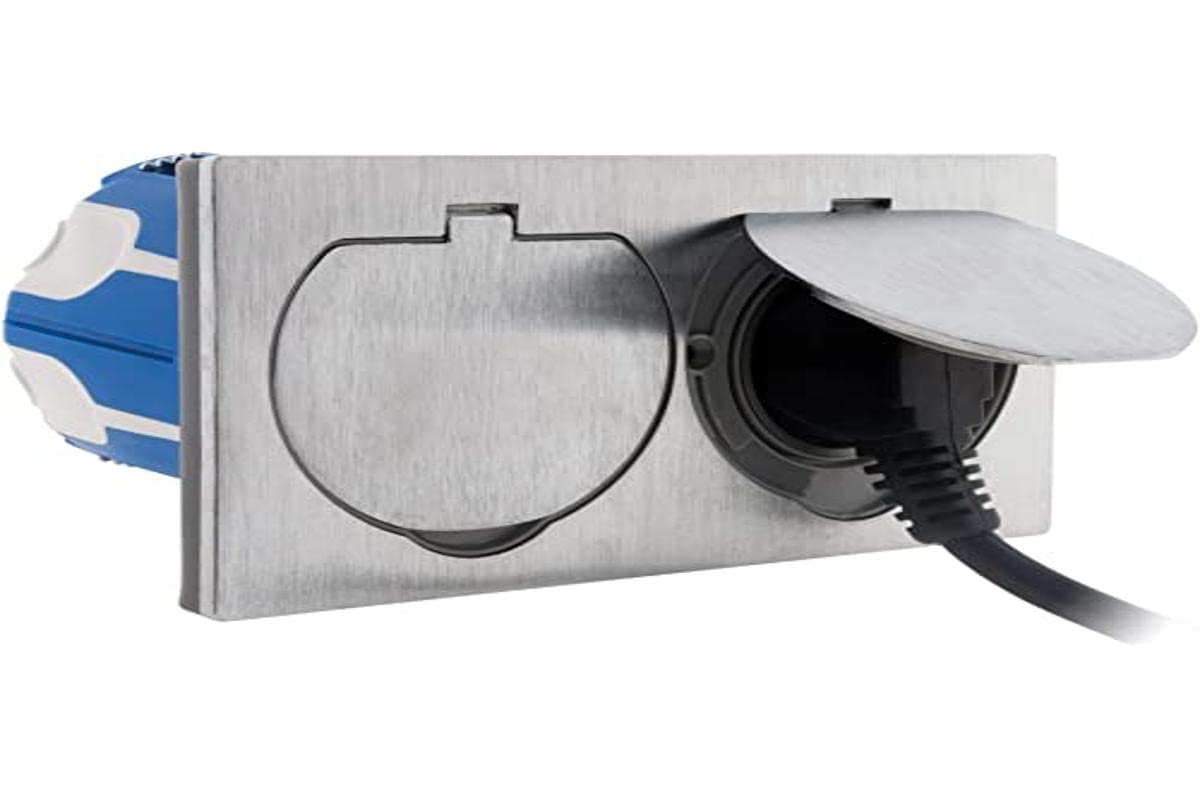 Zenitech - Presa da pavimento 16A 2P+T - finitura alluminio spazzolato - IP55 - doppia