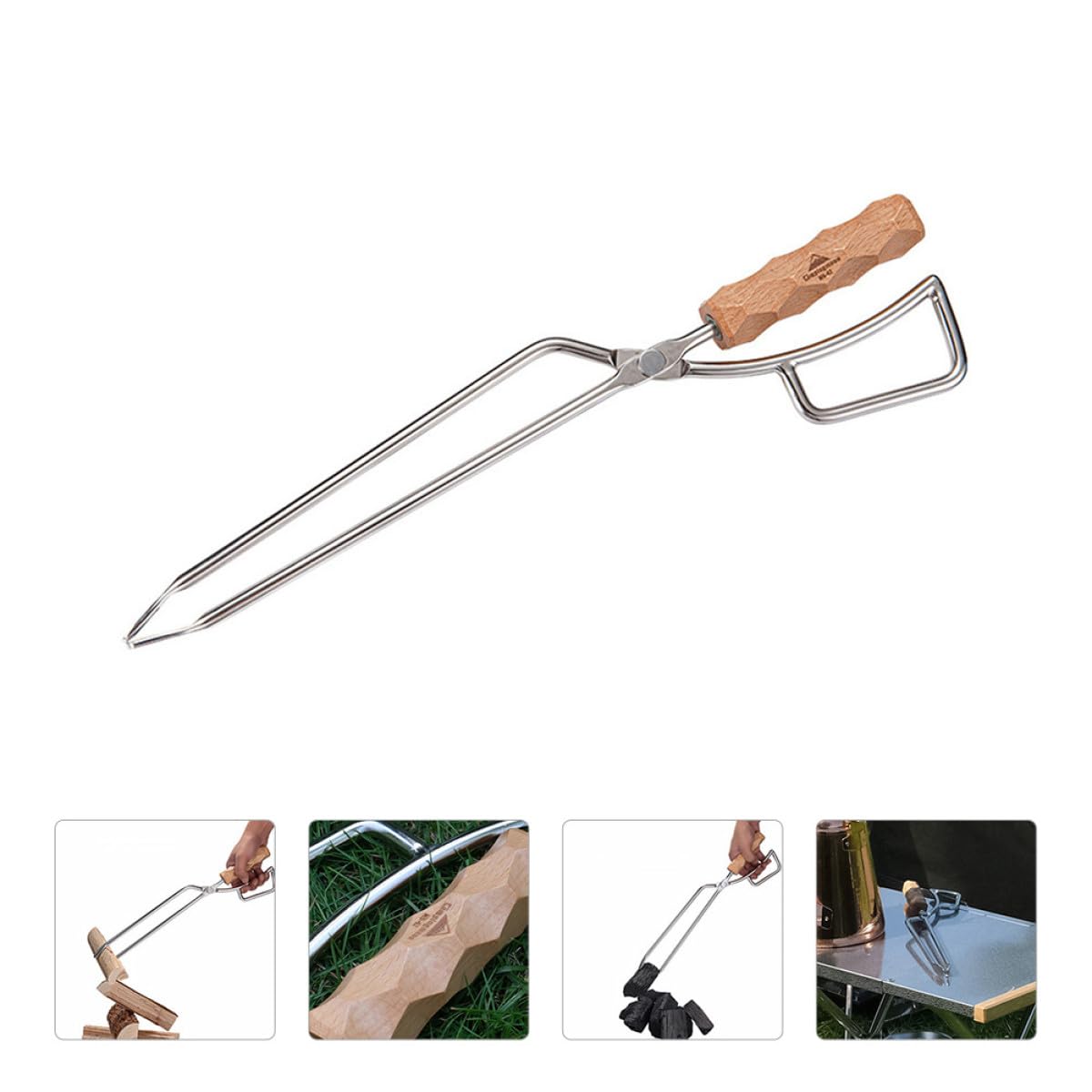Veemoon Edelstahl Grill Holzkohlezange Hitzebeständig Langlebig für Outdoor Grillen und Partys