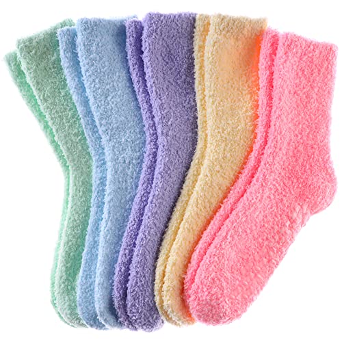 Image of FNOVCO Non Slip Socks for Women Winter Warm Cozy Fuzzy Slipper Socks Soft Fluffy Hospital Socks with Grips