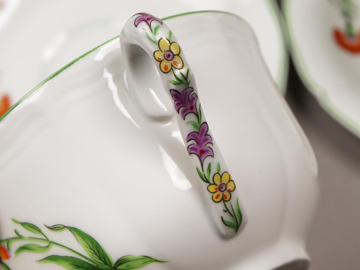 NOF7 Royal Limoges French PETIT JARDIN Cup & Saucer, 6 Guests, 7.4