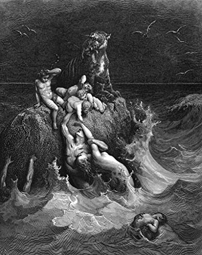 Peinture murale le déluge de Gustave Doré pour habiller un grand mur vide de salon