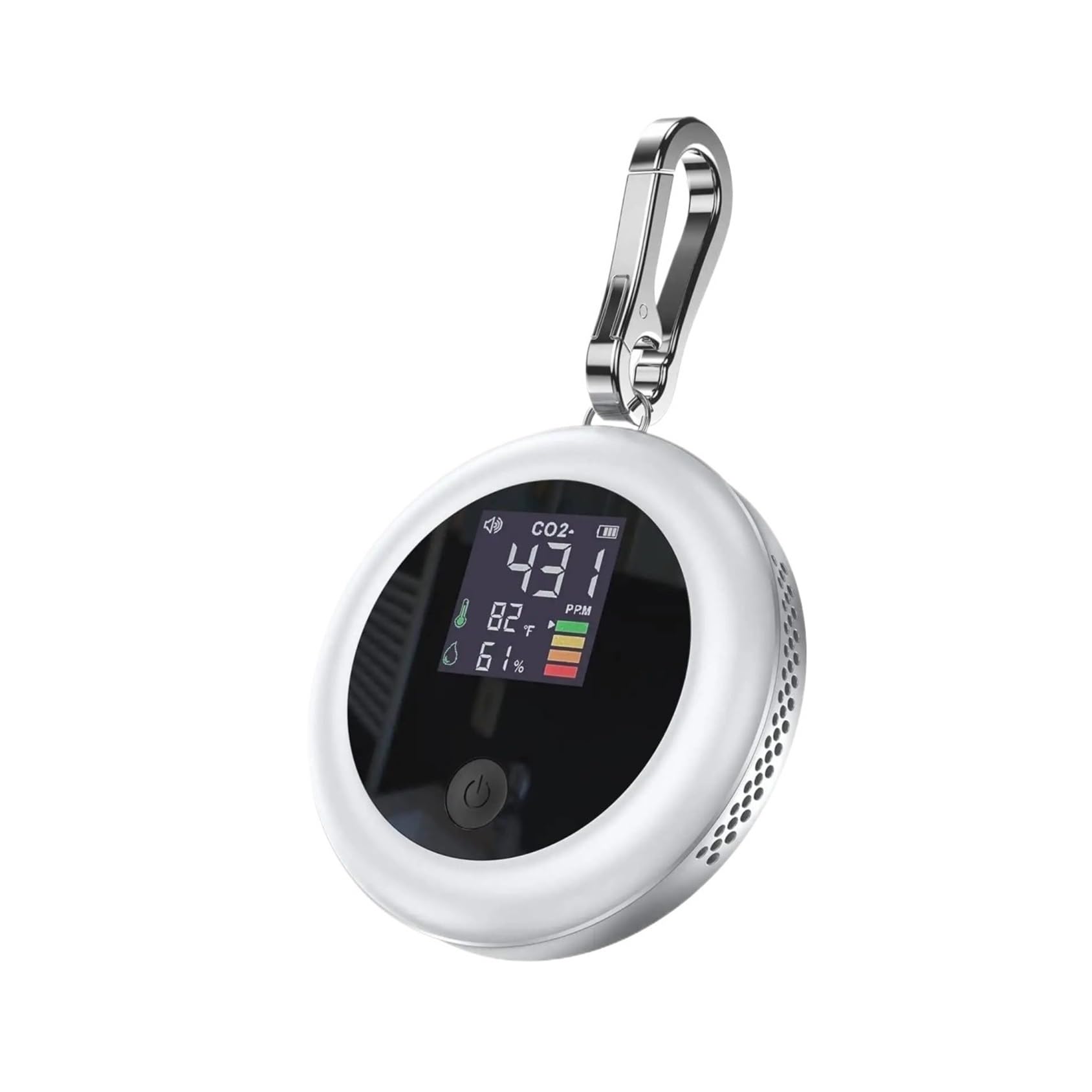 Air Quality Monitor, 3-in-1 CO2 Detector - Air Quality Monitor for Carbon Dioxide, Temperature & Humidity(Bianco)