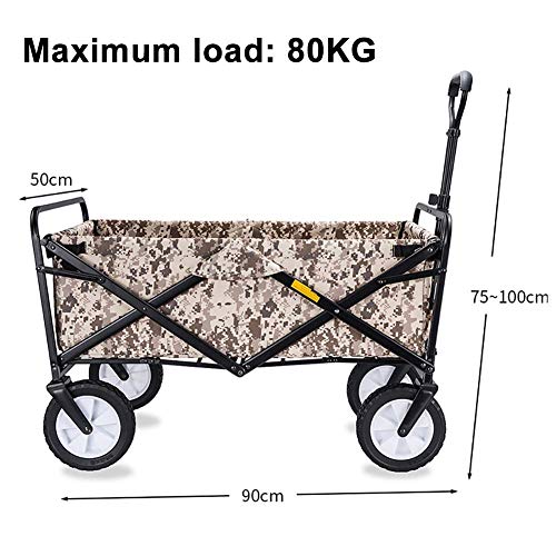 Gartenwagen, Faltbarer Wagen, robuster Festivalwagen, Ziehwagen, Transportwagen, zusammenklappbar mit Bremsrädern, 80 kg/176 Pfund Kapazität – Bild 3