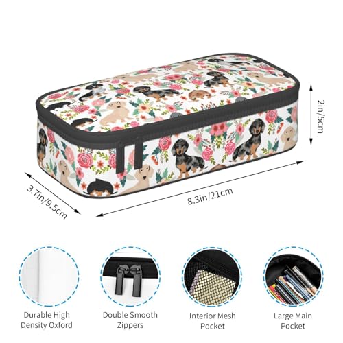 Image of Dachshunds Dog Pencil Case Aesthetic Large Capacity Pen Pouch | Storage Bag with Compartments for Travel School Office Organizer