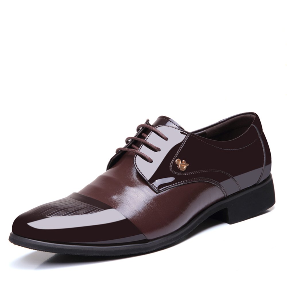 Ououvalley Mens Patent Leather Tuxedo Dress Shoes Lace Up 