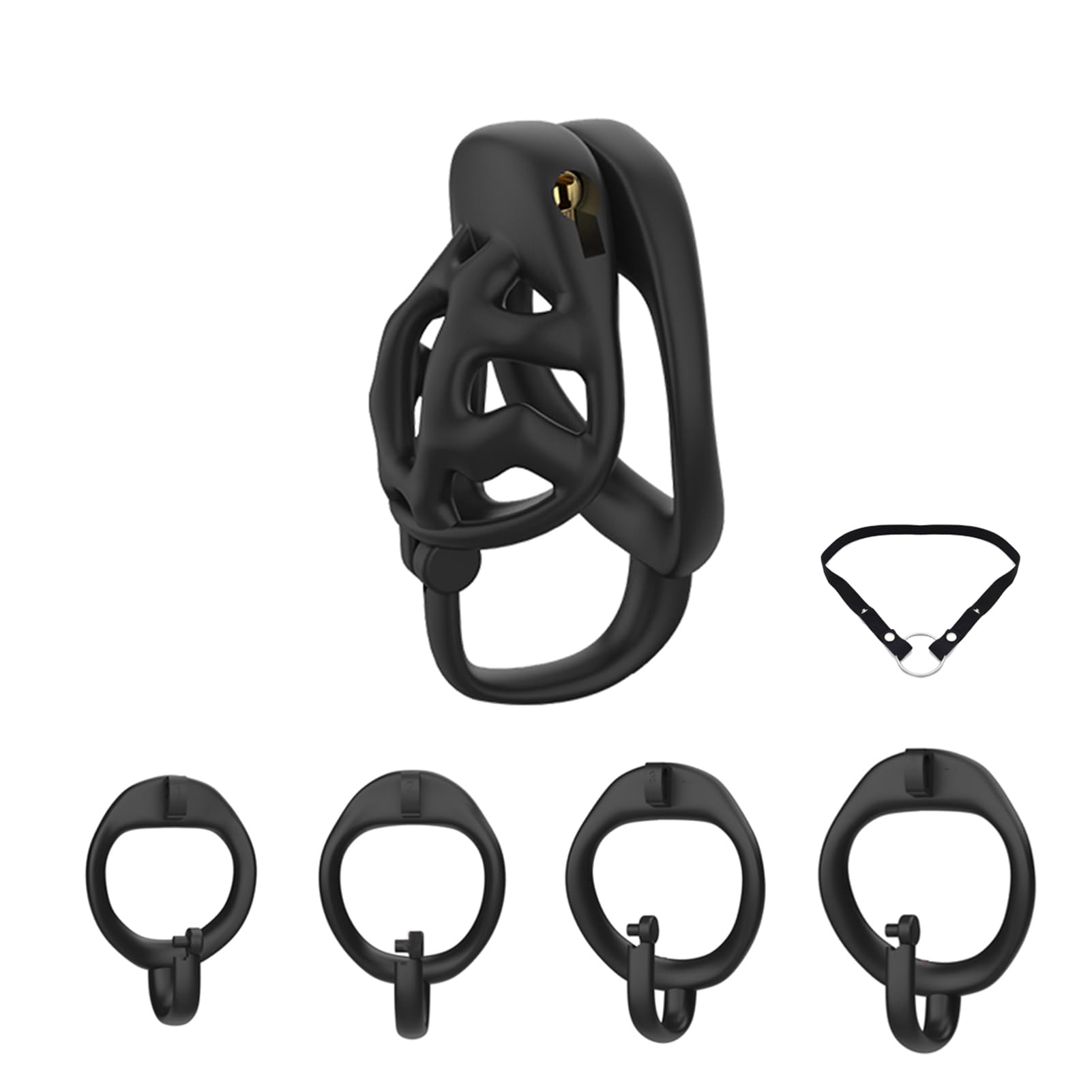 Juguete Sexual Jaula de Castidad para Hombres, Jaula de Castidad para Hombres con Cinturón Antideslizante y Anillos para el Pene, Cierre Invisible, Jaula para el Pene= (Black,Short)