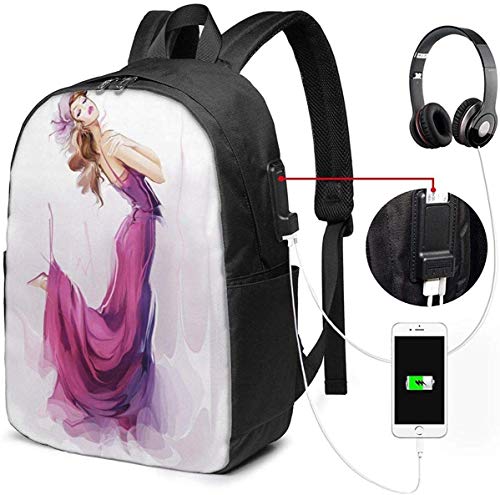 Gsixgoods Mochila Durable Laptop Backpack 17 Inch Bookbag For Notebook Girl Lavender