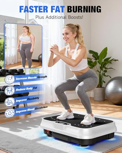 Image of Bigzzia Vibration Plate Exercise Machine 10 Modes Whole Body Workout Vibration Fitness Platform w / Loop Bands Jump Rope Bluetooth Speaker Home Training Equipment for Weight Loss & Toning