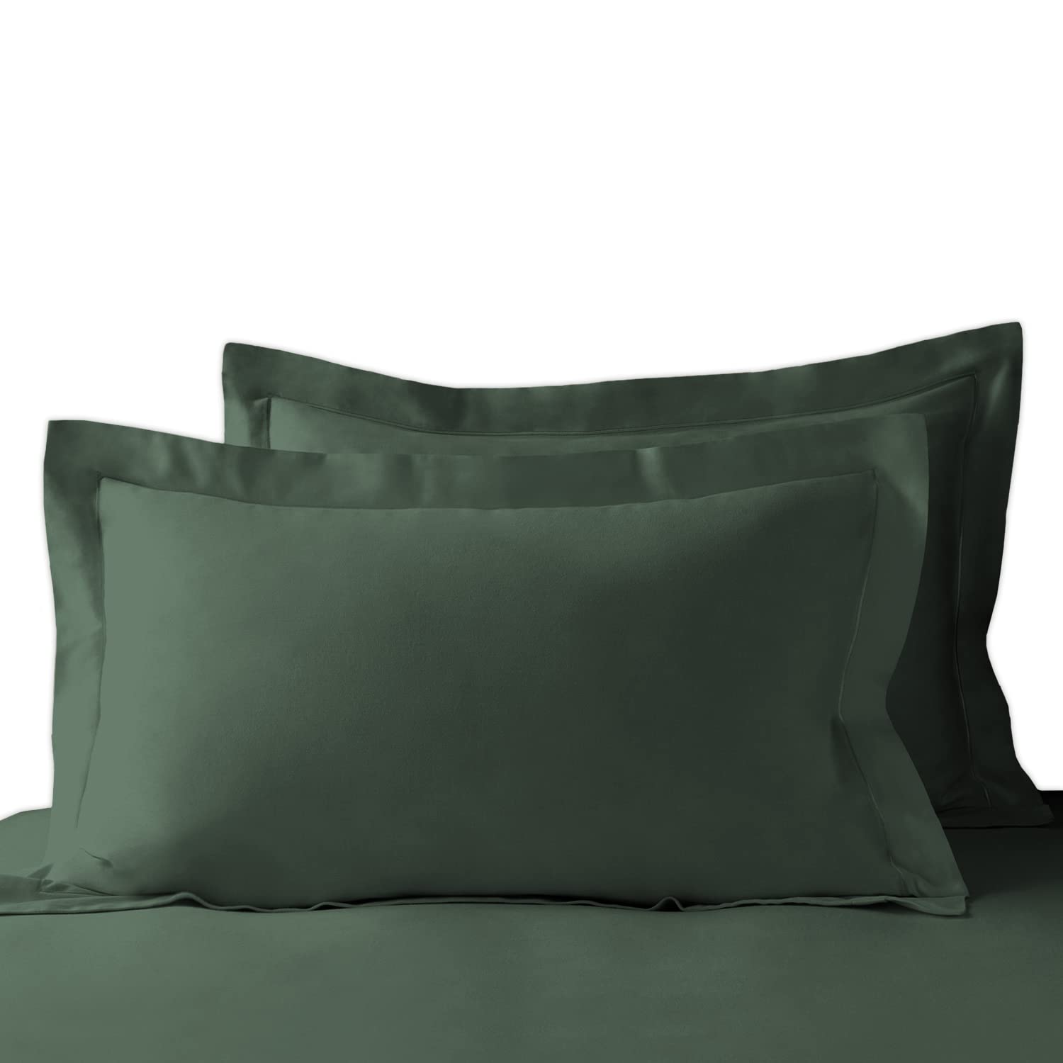 Pizuna Royale Cotton Standard Pillow Cases 50 x 75 cm, Forest Green, 1000 Thread Count Thick Luxury 100% Long Staple Cotton Sateen Weave Pillowcase With 5cm Hem (Luxury Pillowcase Forest Green - 2 PC)
