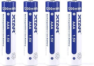 XTAR Rechargeable Lithium AAA Batteries 4Packs,1200 mWh Constant Output 1.5V Li-ion AAA Battery, 1200 Cycles for Toy Cars Toothbrush(4 * 1.5V 1200mWh Batteries)