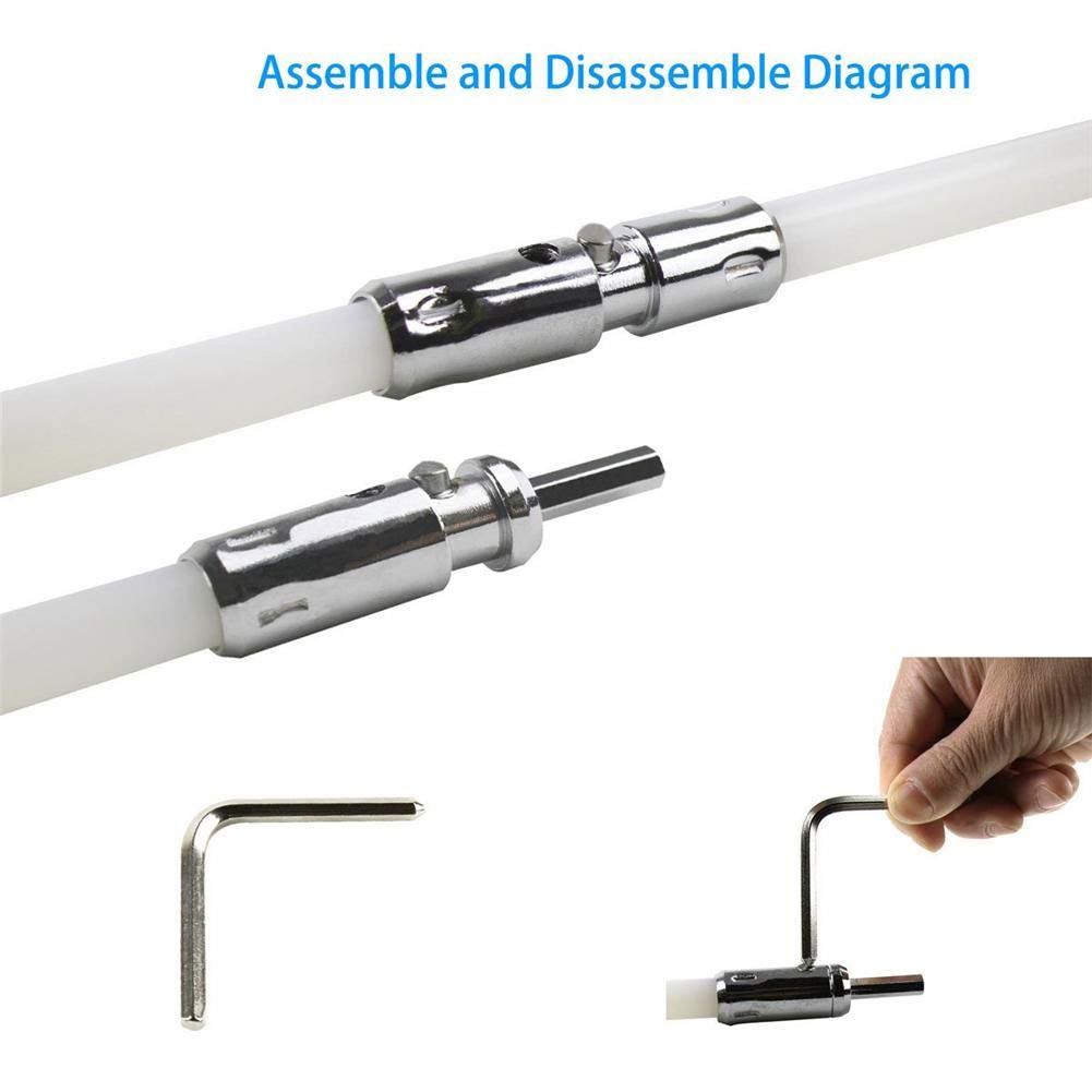Cepillo de Chimenea, Taladro Eléctrico, Herramientas de Limpieza de Rotación con Varillas Flexibles de Nylon, Kits de Herramientas de Limpieza de Barrido de Cepillo de Chimenea, Multi-tamaño,8m