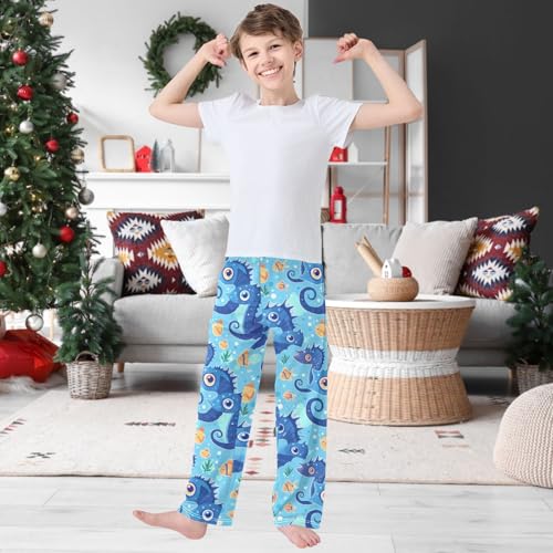 Boy's Pants Seahorse Painting Jogger Pants Elastic Waist Long Bottoms Trousers with Pockets 6-14 Years2