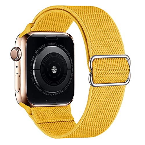 【リラックス】RELAX アップルウォッチ バンド ストレッチナイロンベルト ストラップ 替えベルト バンド (38-40mm, イエロー)