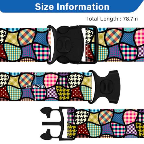 Image of Luggage Straps for Suitcases, Travel Adjustable Belt with Quick Release Buckle, Heavy Duty Nylon Bag Packing Strap, Unique Bright Identifiers Business Travel Accessories (2 Pack) - Black Pattern