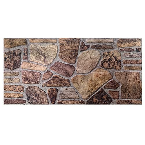 Dundee Deco 3D Wall Panels - Cladding, Shades of Brown Grey Stone Look Wall Paneling, Styrofoam Facing for Interior and Exterior Applications, DIY, Set of 10, Covers 54 sq ft