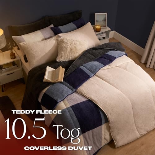 OHS Teddy Fleece Coverless Duvet Double 10.5 Tog, Double Duvet Set with Pillowcases Winter Bedding Quilt Covers Warm Fluffy Coverless Duvets, Blush Pink - Image 2