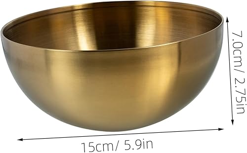 Miniatura 8 de Cabilock Cuenco de fideos de acero inoxidable dorado grueso con aislamiento térmico para ensalada y postre, cuenco de servir para cereales, sopa,