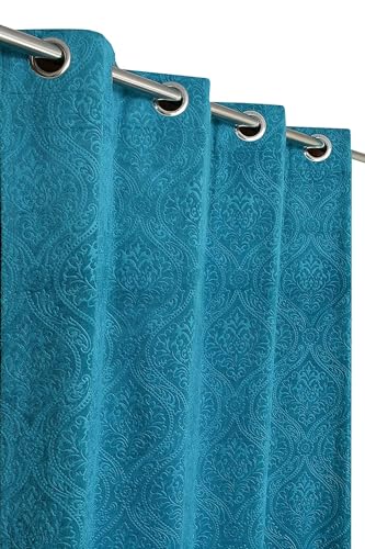 Image of Window Curtain 5 Feet Long for Living Room - Window Curtain Set of 1 Pcs Panel, Velvet Blackout & Stylish Parda for Home Decor & Office 4 Feet X 5 Feet (48 Inch X 60 Inch) - 1 Pcs Aqua Colour