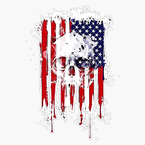 HOF Trading American Flag Skull Vinyl Sticker Waterproof Decal Laptop Wall Window Bumper Sticker 5