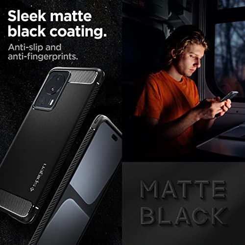 Image of Spigen Rugged Armor | Compatible with Xiaomi 13 Lite Back Cover Case [Flexible] [Air Cushion Protection] | TPU - Matte Black