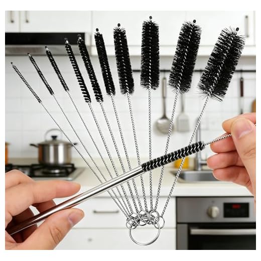 Small Bottle Brush, 8 Inches Nylon Tube Brush Set, Set of 10-Pcs