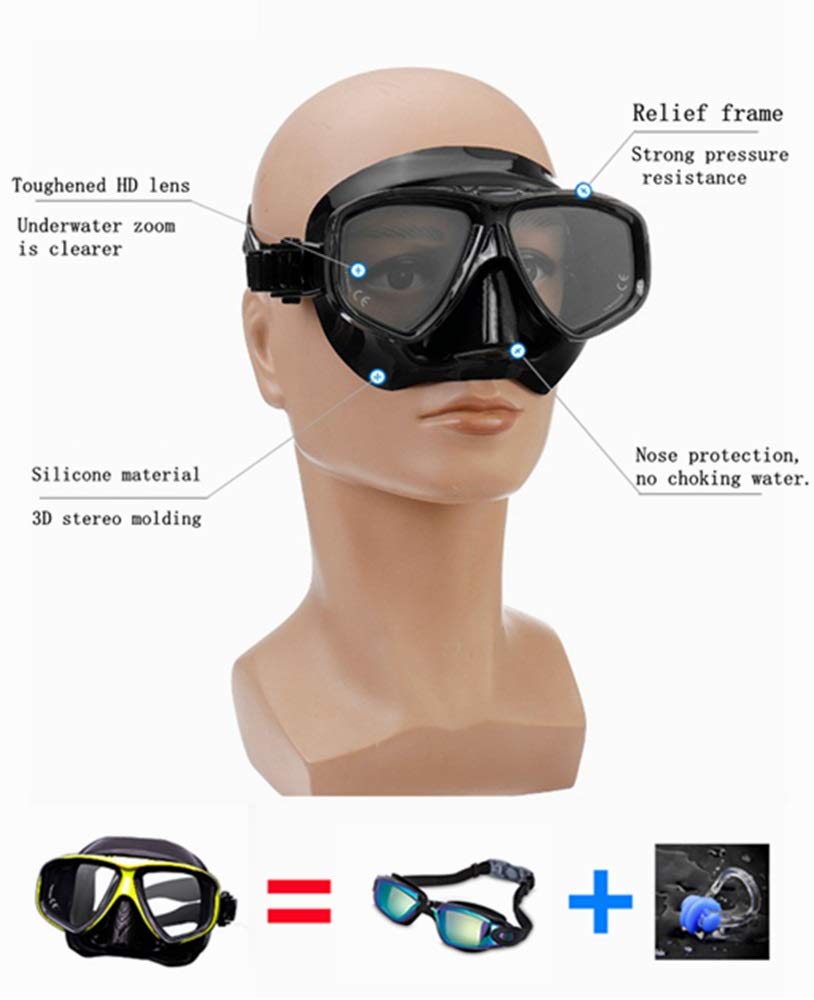 Antibeschlag-Schwimmbrille mit großem Rahmen und Nasenschutz – Schnorchelmasken-Set für kristallklare Sicht und Schutz unter Wasser