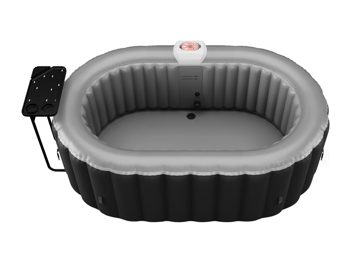 Vente-unique - Spa Gonflable Ovale 2 Places - L190 x P120 x H65 cm - 90 Buses d'air - Noir - B-Lucky II