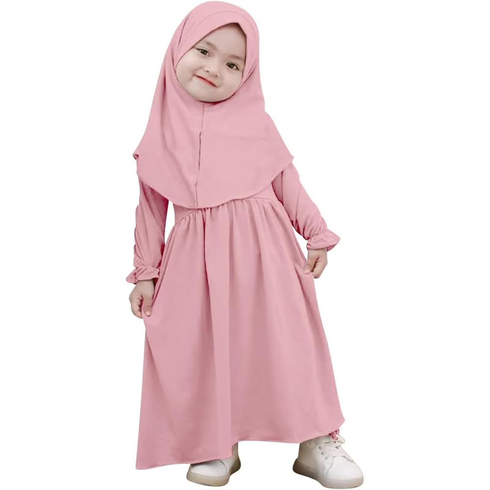 Baby Eid Maxi Kaftan Girls Prayer Dress Abaya Dubai Burka Ramadanrobe Islam Abaya Muslim Dresses with Hijab Long Kaftan Dresses Kids Muslim Clothes Kids Arabic Dubai Burka Dress