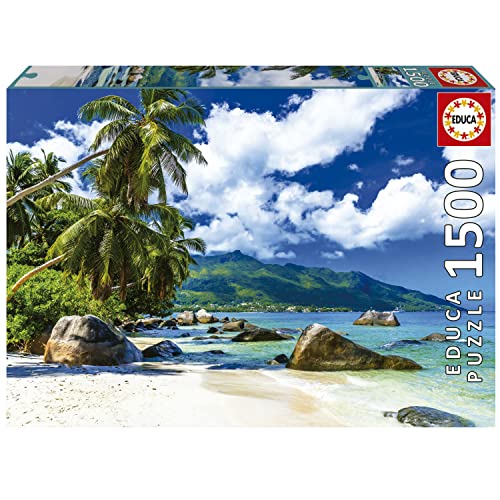 Educa - Puzzle Di 1500 Pezzi Per Adulti | Seychelles. Ha Creato Un Pezzo Per Pezzo Questa Fantastica Immagine Dell'isola Di Seychelles. 85 X 60 Cm. Include La Colla Fix Puzzle. Da 14 Anni (19564)