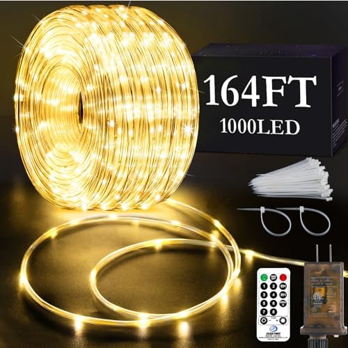 100ft Indoor Outdoor Rope Lights,110V 2 Wire,720 Warm White LEDs, Connectable,Waterproof Led Rope Lights Outdoor Decorative Lighting For Deck, Patio,Pool,Christmas,Camping Decorations