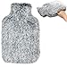 OWOZOI Wärmflasche Groß mit Kuschelweichem Bezug – Flauschig Plüsch Bezug mit Kängurutasche, 2 Liter Bettflasche für Kinder Erwachsene, Schmerzlinderung, Schulter und Nacken, Handwärmer Silber Grau