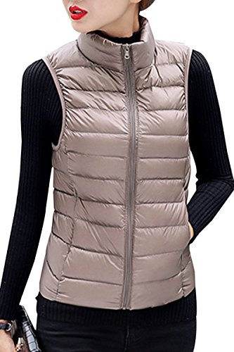 YMING Womens Packable Down Vest Solid Color Lightweight Outwear Zipper Puffer Vest Jackets