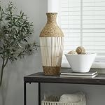 Deco 79 Seagrass Handmade Decorative Vase Wrapped Tall Floor Centerpiece Vase with Open Framed Cream Bamboo Center, Vase for Home Decoration 10" x 10" x 25", Brown - Image 3